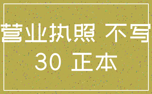 营业执照 不写_30 正本