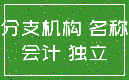 分支机构 名称_会计 独立