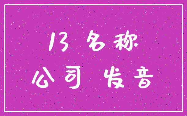 13 名称_公司 发音