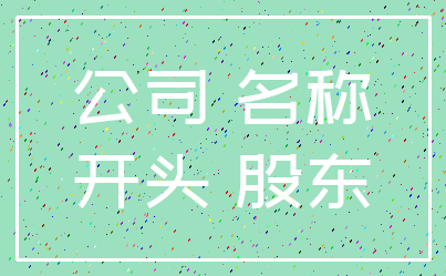 公司 名称_开头 股东