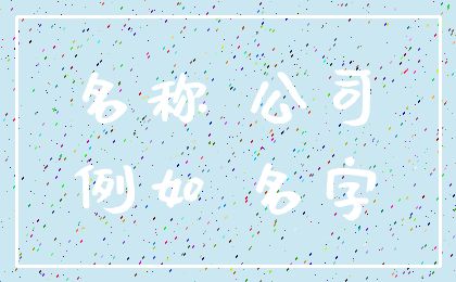 名称 公司_例如 名字