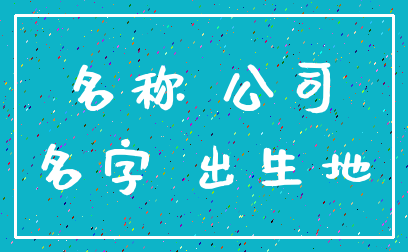 名称 公司_名字 出生地
