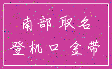 南部 取名_登机口 金带
