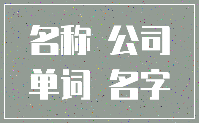 名称 公司_单词 名字