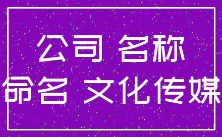 公司 名称_命名 文化传媒