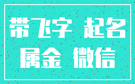 带飞字 起名_属金 微信