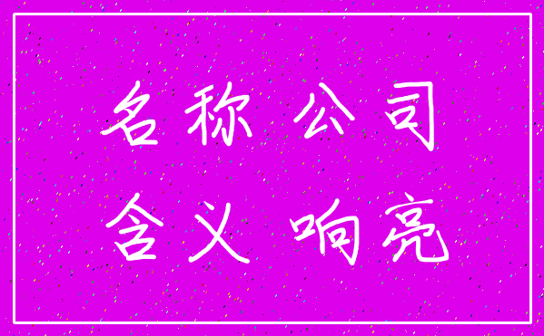 名称 公司_含义 响亮