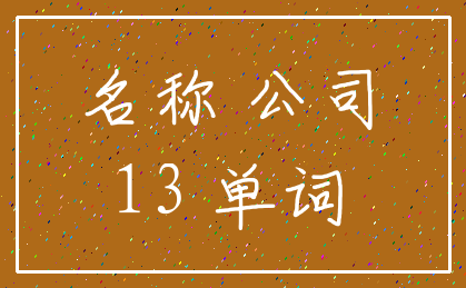 名称 公司_13 单词