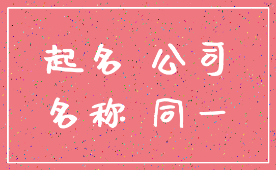起名 公司_名称 同一