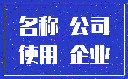 名称 公司_使用 企业