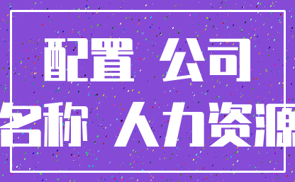 配置 公司_名称 人力资源