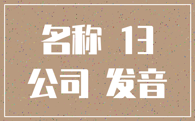 名称 13_公司 发音