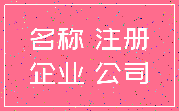 名称 注册_企业 公司