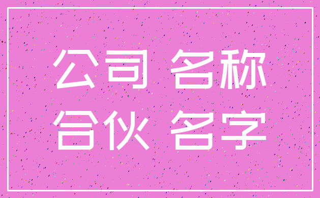 公司 名称_合伙 名字