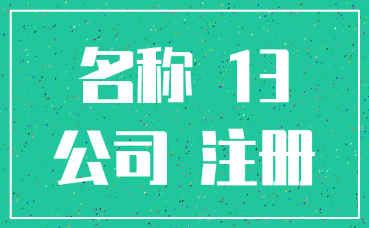名称 13_公司 注册