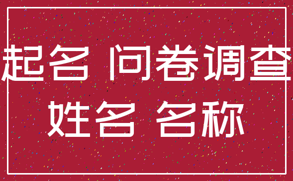 起名 问卷调查_姓名 名称