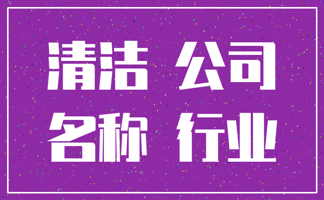 清洁 公司_名称 行业