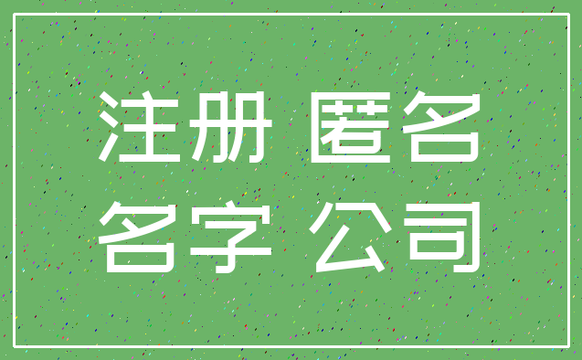 注册 匿名_名字 公司