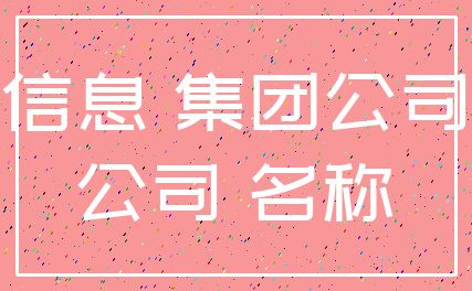 信息 集团公司_公司 名称
