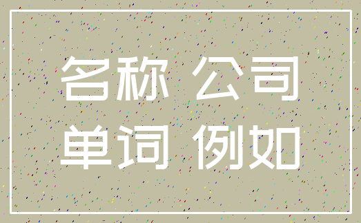名称 公司_单词 例如