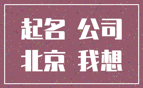 起名 公司_北京 我想