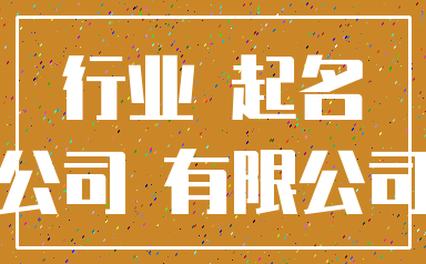 行业 起名_公司 有限公司