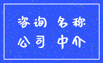 咨询 名称_公司 中介