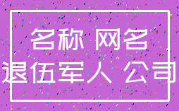名称 网名_退伍军人 公司