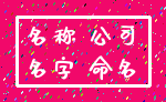 名称 公司_名字 命名