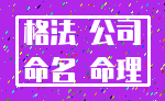 格法 公司_命名 命理