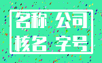 名称 公司_核名 字号