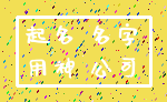 起名 名字_用神 公司