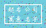 起名 公司_寓意 名字