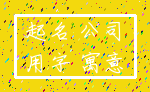 起名 公司_用字 寓意