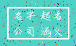 名字 起名_公司 涵义